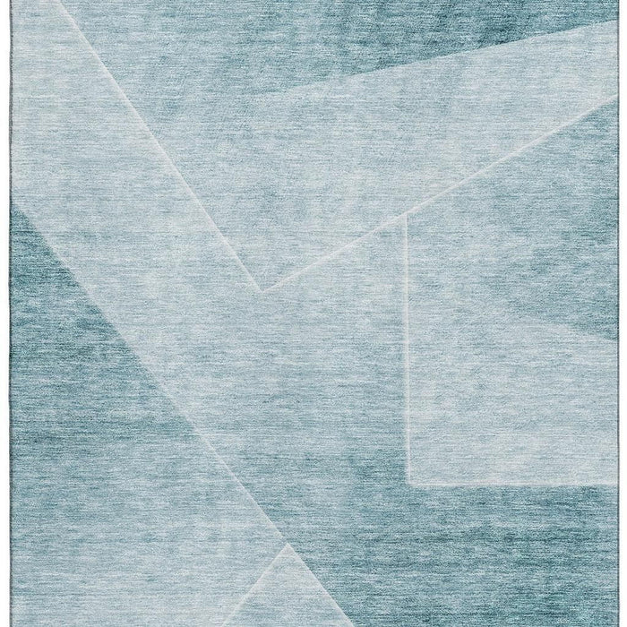 10' X 14' Geometric Washable Area Rug With UV Protection - Ivory And Teal
