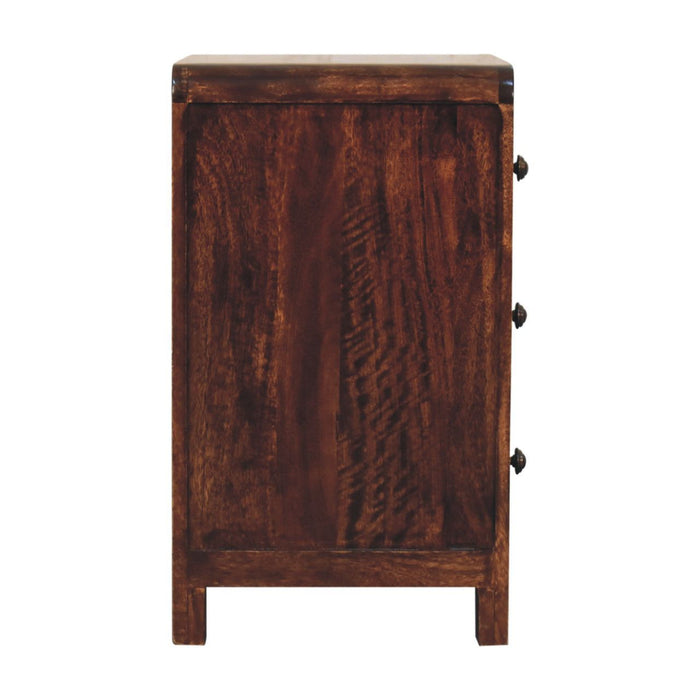24" Solid Wood Three Drawer Nightstand - Walnut