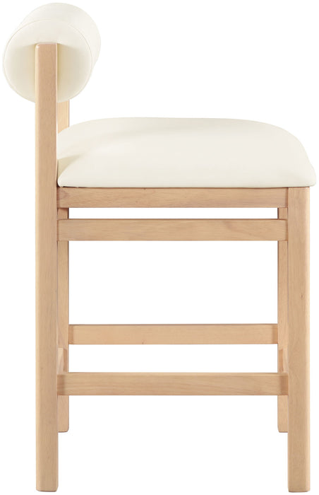 Roundhill - Faux Leather Counter Stool - Natural Frame