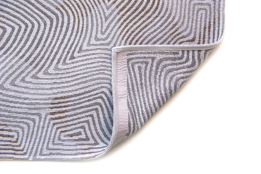 9' x 13' Abstract Non Skid 100% PET Area Rug - White
