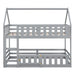 Giga twin over twin house bunk bed with safety fence and door, featuring a cozy, playful design ideal for children's bedrooms.