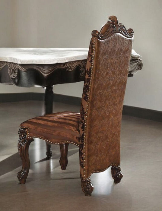 Upholstered Faux Leather Queen Anne Back Dining Side Chairs (Set of 2) - Brown