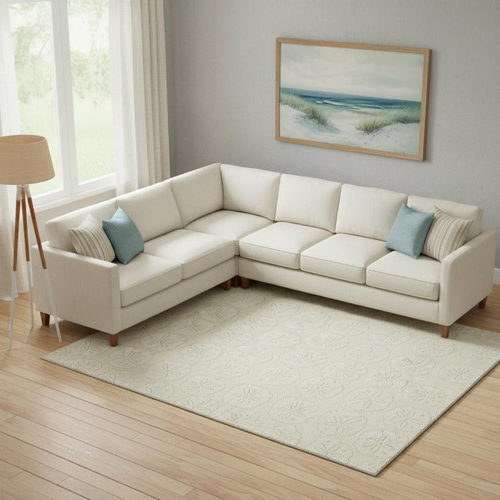 9' X 12' Geometric Washable Area Rug With UV Protection (646078) - Sand / Ivory