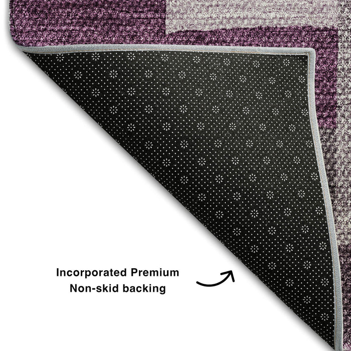 10' X 14' Geometric Washable Area Rug With UV Protection (654940) - Merlot / Gray / Ivory