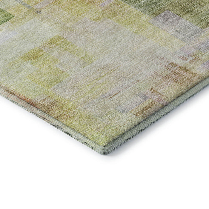 10' X 14' Abstract Geometric Washable Area Rug With UV Protection (683500) - Green / Ivory / Gold / Purple