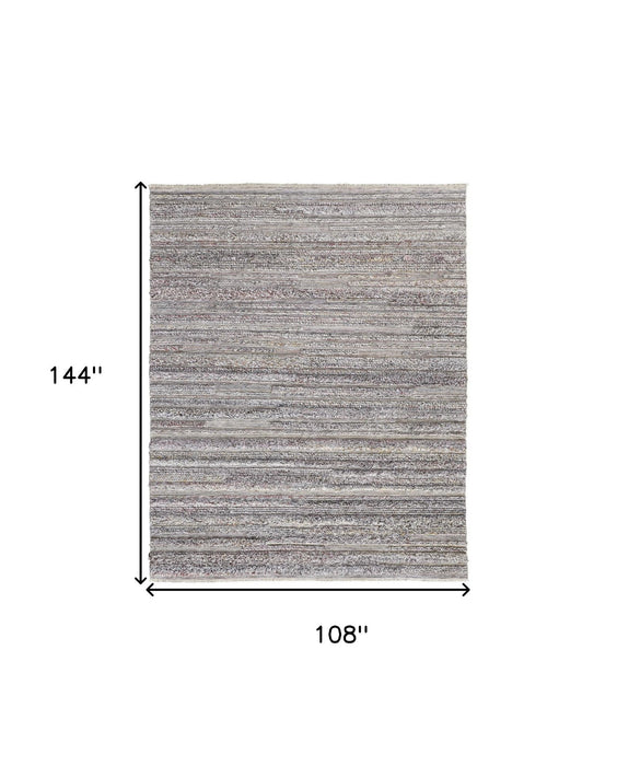 9' x 12' Striped Hand Woven Stain Resistant Area Rug - Taupe Ivory And Red