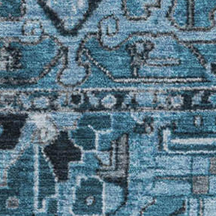 10' X 14' Oriental Washable Area Rug With UV Protection (649702) - Blue / Ivory