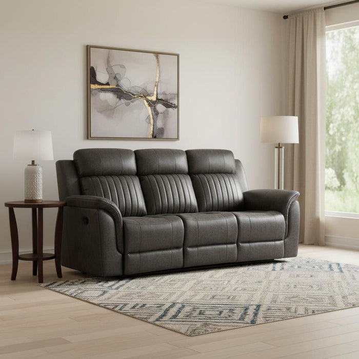 Reclining USB Sofa Toss Pillow With Silver Legs - Charcoal