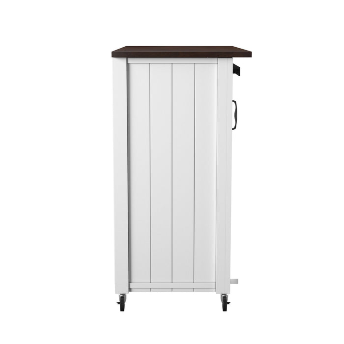 35" Wood Rolling Kitchen Cart - Dark Brown / White