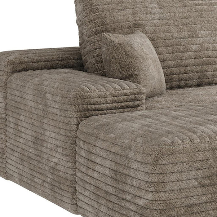 2 Piece Living Room Set Corduroy Modular Compression Foam Sofa & Ottoman Toss Pillows - Camel