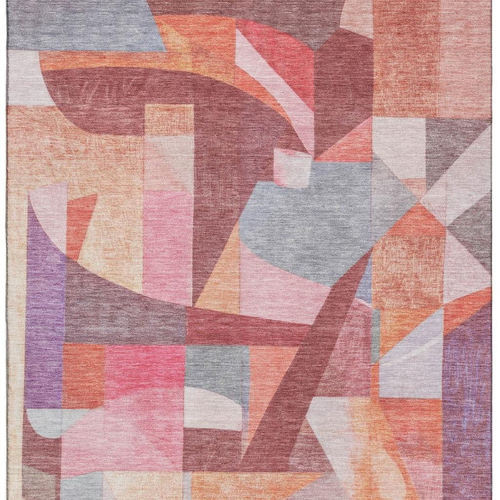 10' X 14' Abstract Washable Area Rug With UV Protection (700367) - Rust / Pink / Purple