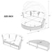 Giga outdoor wicker rattan double patio daybed with round sofa design, retractable canopy, and four cushions for garden lounging.