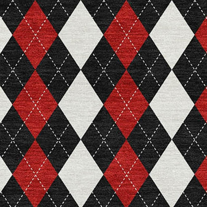 10' X 14' Geometric Washable Area Rug With UV Protection (701689) - Black / Red / White