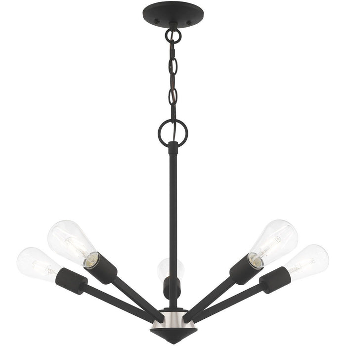 Five-Light Dimmable Chandelier With Shades - Black