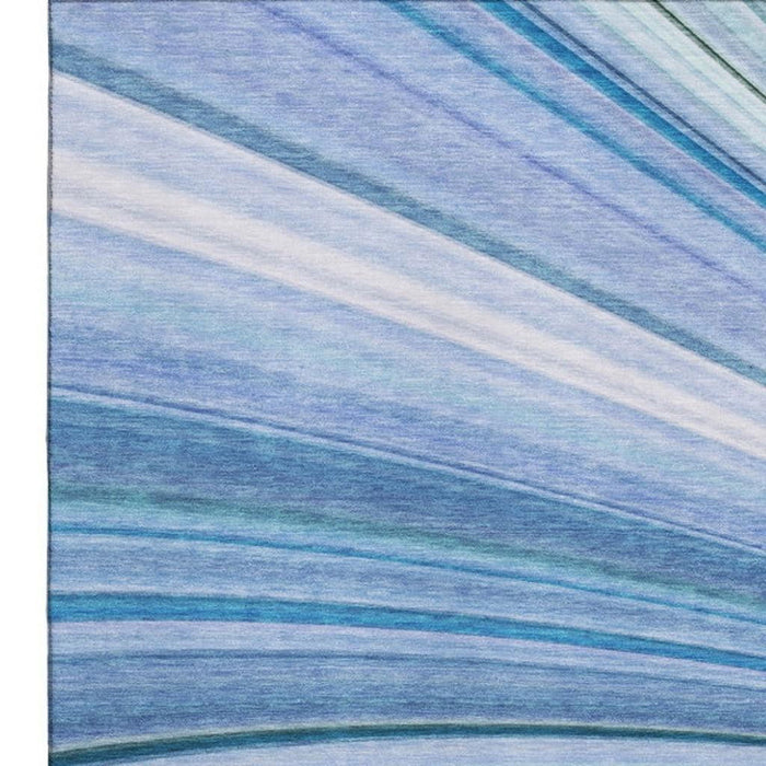 8' X 10' Abstract Washable Area Rug With UV Protection (650342) - Blue / Ivory / Gold