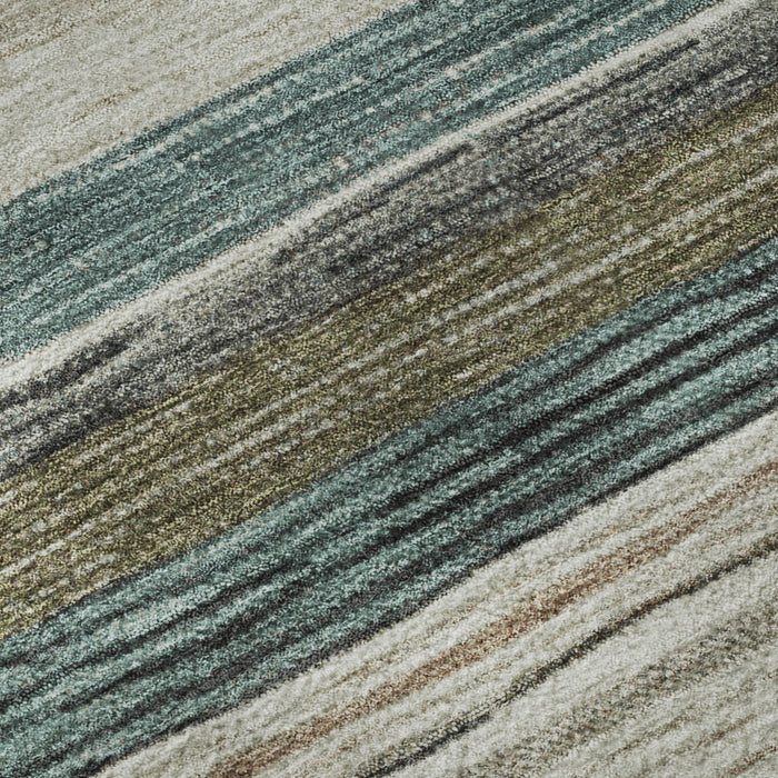10' X 14' Striped Washable Area Rug With UV Protection (697686) - Beige / Ivory / Brown