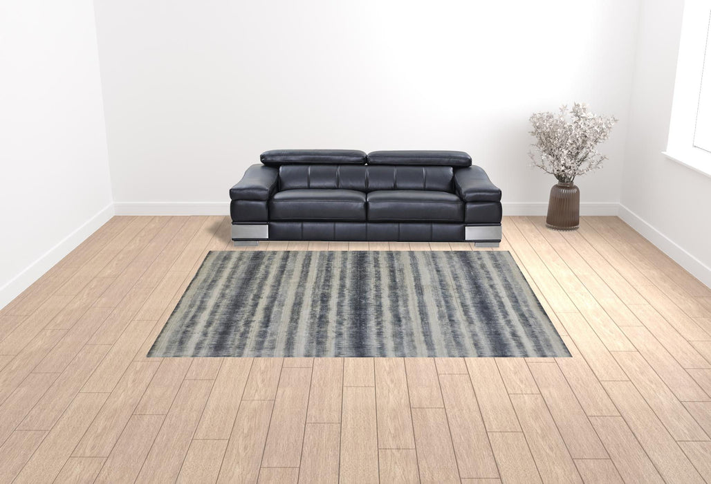 9' x 12' Abstract Hand Woven Area Rug - Ivory And Blue
