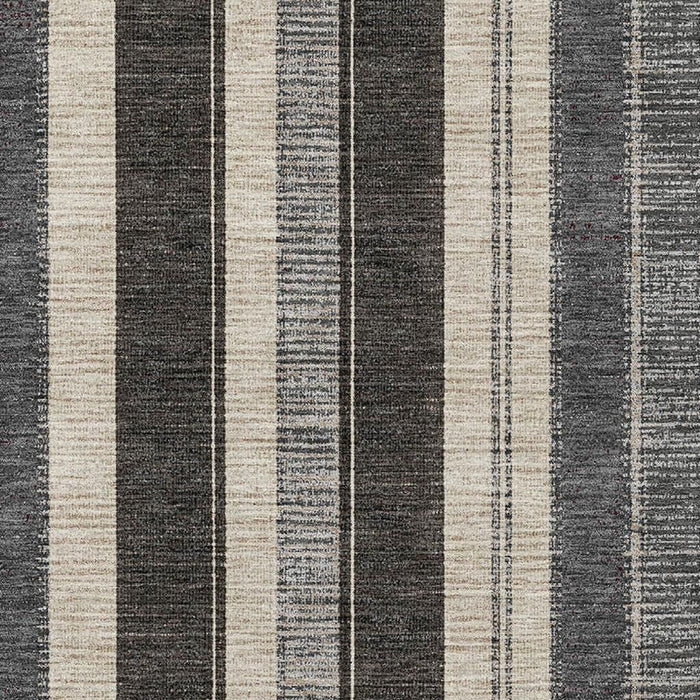 10' X 14' Striped Washable Area Rug With UV Protection (709264) - Black / Ivory / Gray