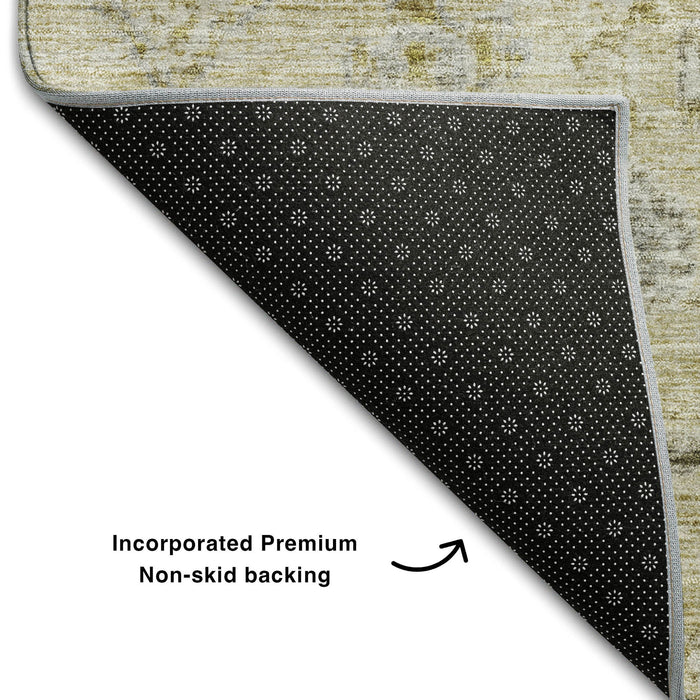 10' X 14' Damask Washable Area Rug With UV Protection (684576) - Beige / Gray / Brown