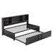 Giga industrial metal daybed with trundle, storage shelves, and USB ports, featuring a sturdy metal frame and modern design.