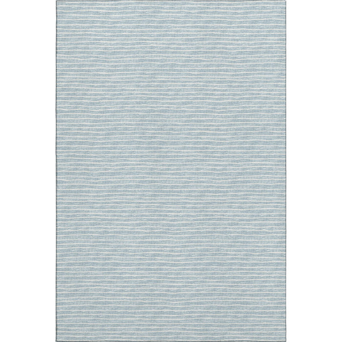 10' X 14' Striped Washable Area Rug With UV Protection (645217) - Sky Blue / Ivory