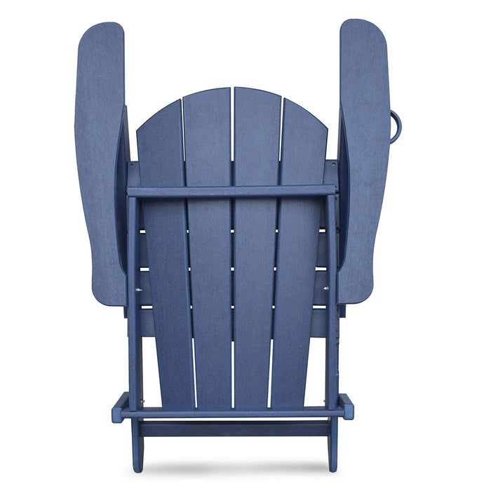 Navy blue Giga outdoor folding Adirondack armchair with all-weather HDPE material, ideal for patio, garden, or backyard relaxation.