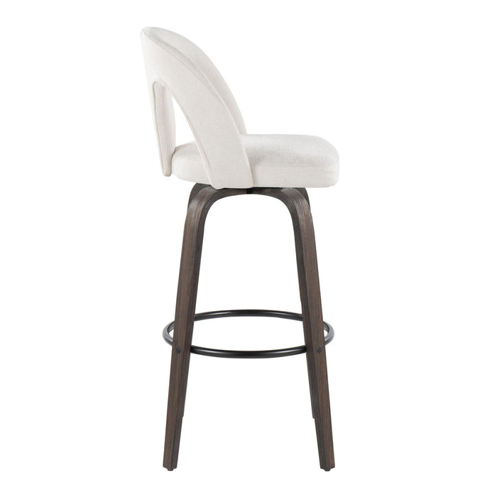 Ava - Upholstered Fixed-Height Barstool (Set of 2) - Walnut Glazed Wood Base