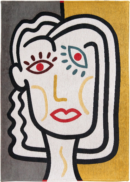 5' X 7' Abstract Washable Area Rug (551705) - White
