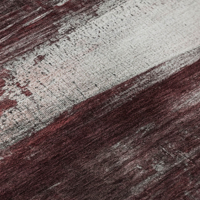 10' X 14' Abstract Washable Area Rug With UV Protection (714691) - Merlot / Ivory