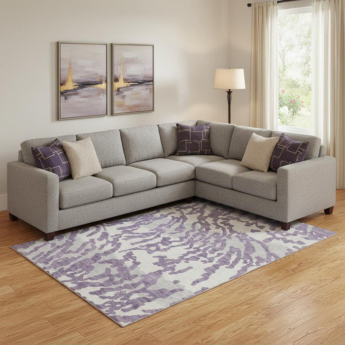 10' X 14' Animal Print Washable Area Rug With UV Protection (669474) - Purple / Ivory