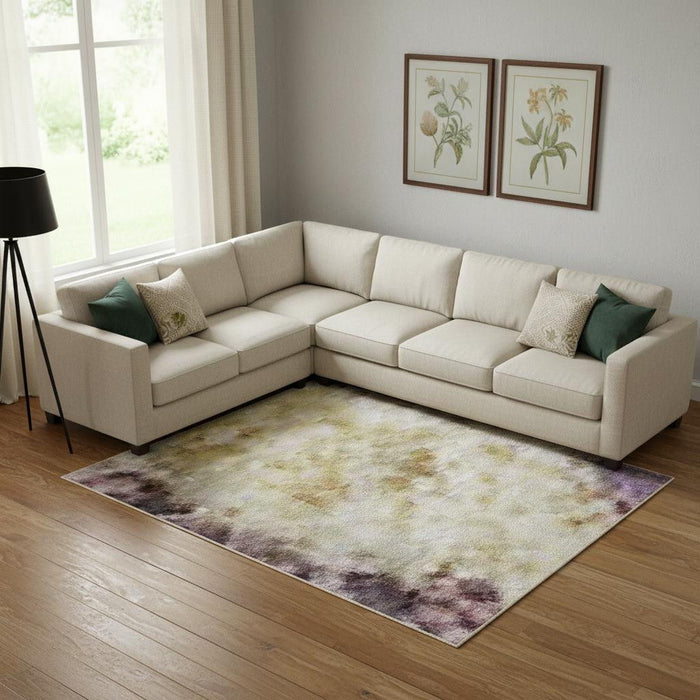 10' X 14' Abstract Washable Area Rug With UV Protection (718274) - Purple / Gold