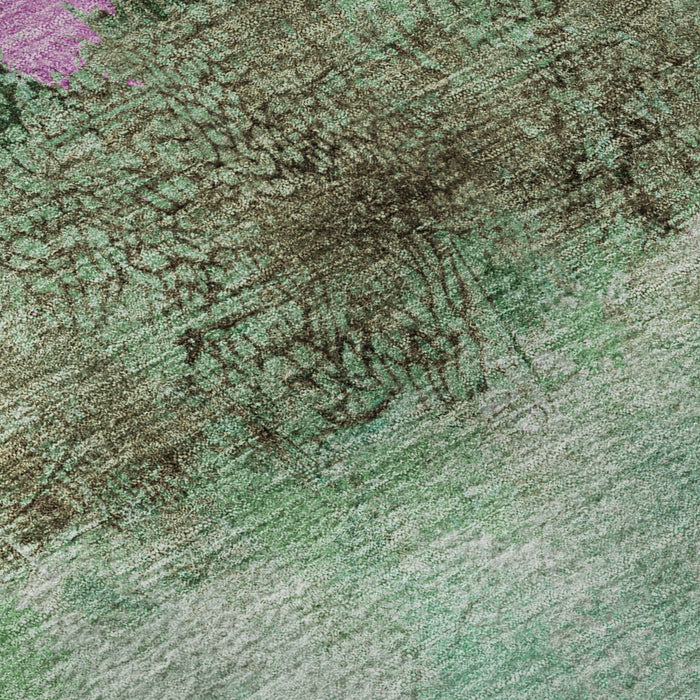 10' X 14' Abstract Washable Area Rug With UV Protection (698053) - Green / Teal / Pink