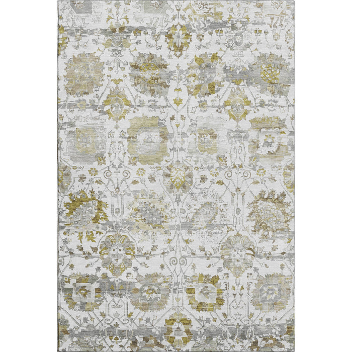10' X 14' Oriental Washable Area Rug With UV Protection (699520) - Linen / Gold / Ivory