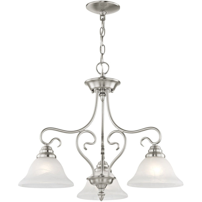 21" Three Light Dimmable Chandelier With Shades - Nickel