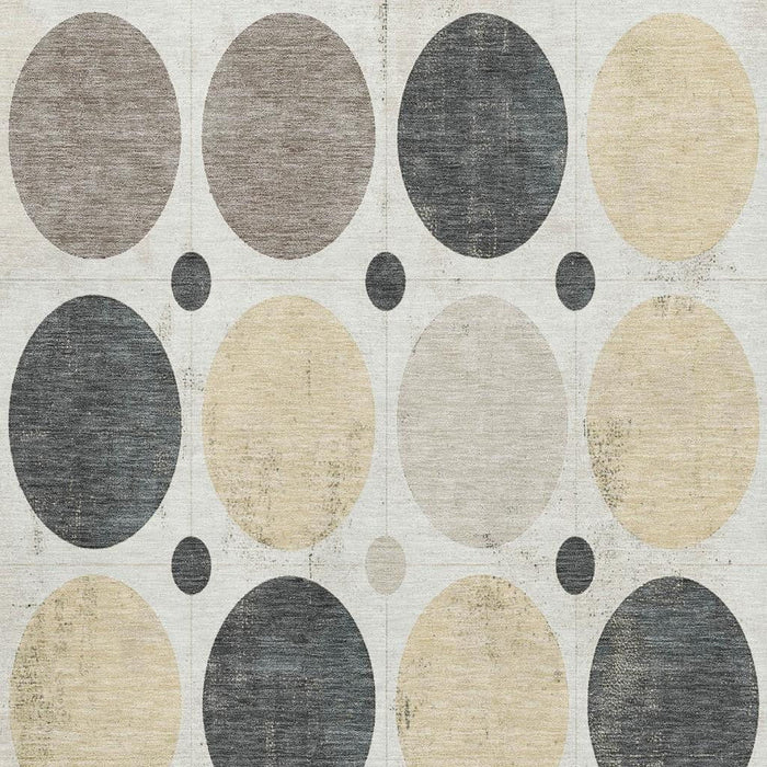 10' X 14' Geometric Washable Area Rug With UV Protection (709162) - Ivory / Charcoal / Beige