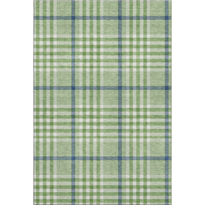 10' X 14' Plaid Washable Area Rug With UV Protection (682625) - Green / Ivory / Blue