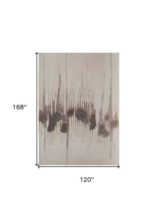 10' x 14' Abstract Hand Tufted Area Rug - Ivory Taupe And Brown