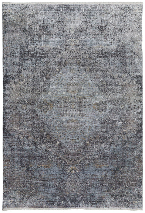 12' X 15' Abstract Distressed Area Rug - Gray And Silver