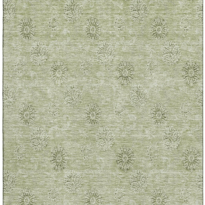 8' X 10' Floral Washable Area Rug With UV Protection - Sage And Ivory