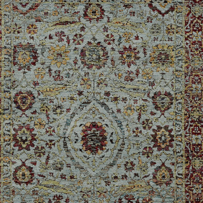 10' x 13.1' Oriental Power Loom Area Rug - Blue And Green