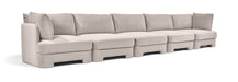Meridian Furniture Hammond velvet performance fabric 5-piece stationary sectional sofa with plush upholstery and modern design.