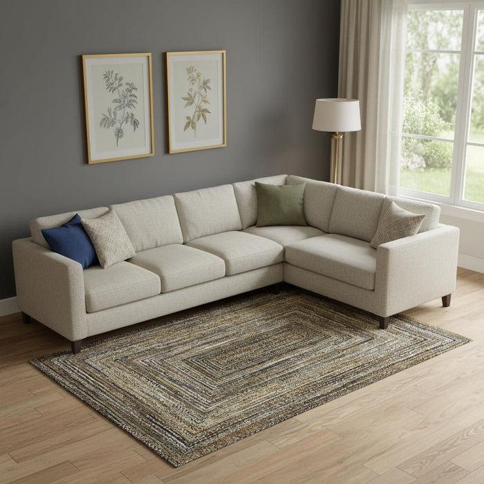 10' X 14' Geometric Washable Area Rug With UV Protection (699232) - Brown / Beige / Gold