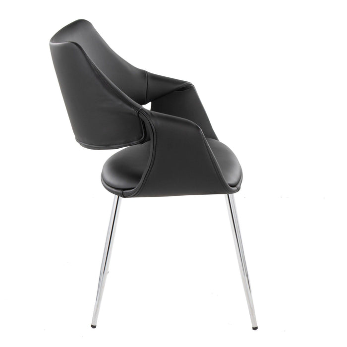 Curvo - High Back Upholstered Chair (Set of 2) - Chrome Metal Legs