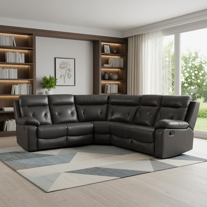 Polyester Blend Reclining U Shaped Three Piece Corner Sectional - Dark Gray