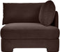 Velvet upholstered stationary chair by Meridian Furniture featuring plush fabric and modern design for comfortable seating.