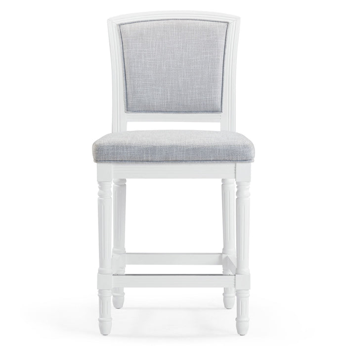 Fabric Solid Wood Counter Height Bar Chair - Gray / White