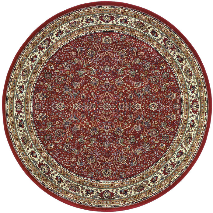 8' Oriental Round Rug - Red / Ivory