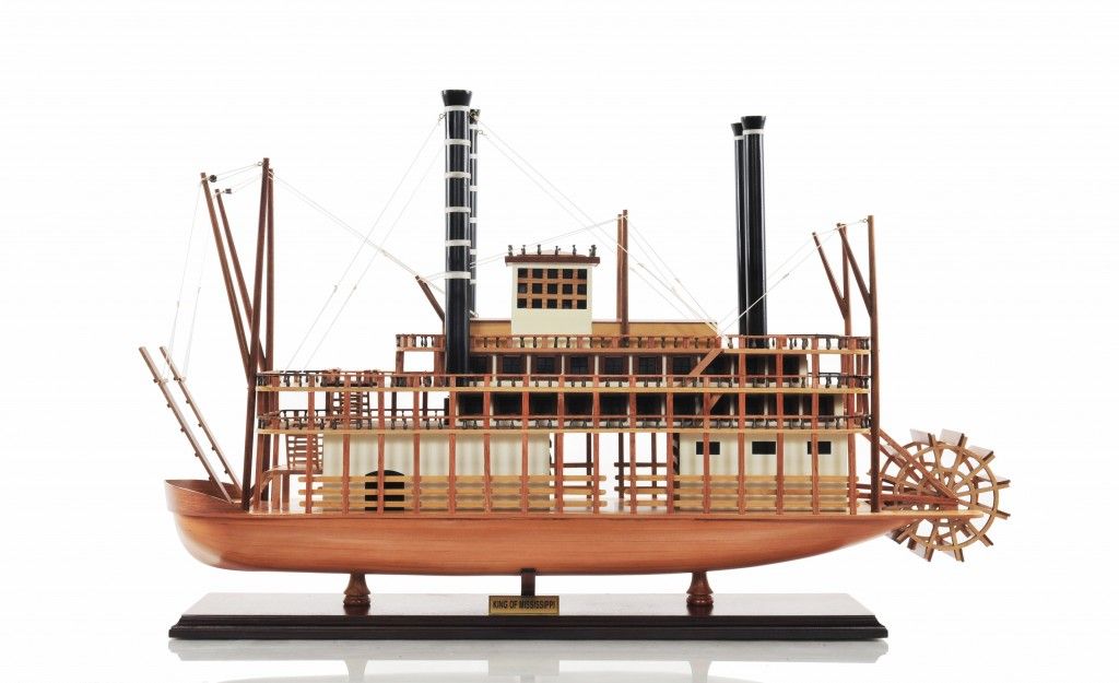Hand Painted King of Mississippi Model Boat - Brown