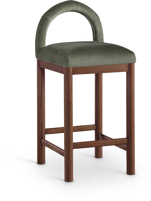 Conrad - Velvet Counter Stool With Brown Legs