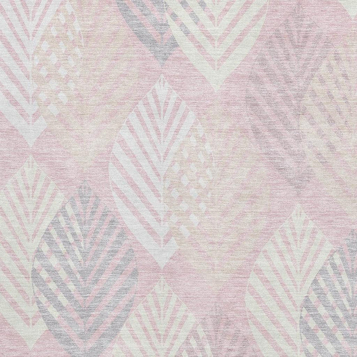 8' X 10' Floral Washable Area Rug With UV Protection - Pink